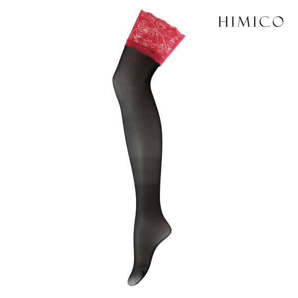 HIMICO ヒミコ ガーターストッキング レース付き 日本製 つま先切り替えなし ヌードトゥ 無地 単品
