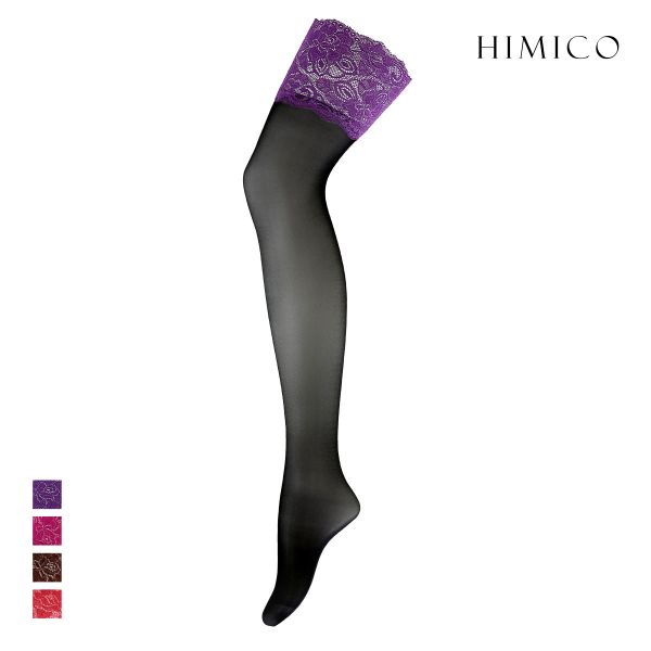 HIMICO ヒミコ ガーターストッキング レース付き 日本製 つま先切り替えなし ヌードトゥ 無地 単品