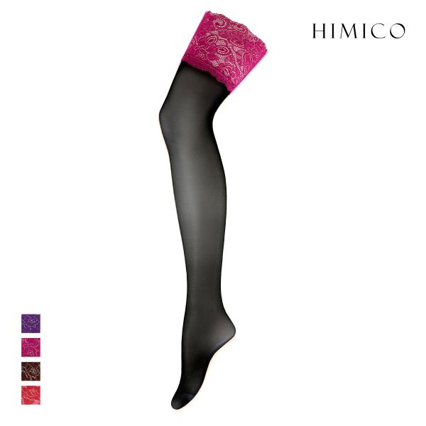 HIMICO ヒミコ ガーターストッキング レース付き 日本製 つま先切り替えなし ヌードトゥ 無地 単品
