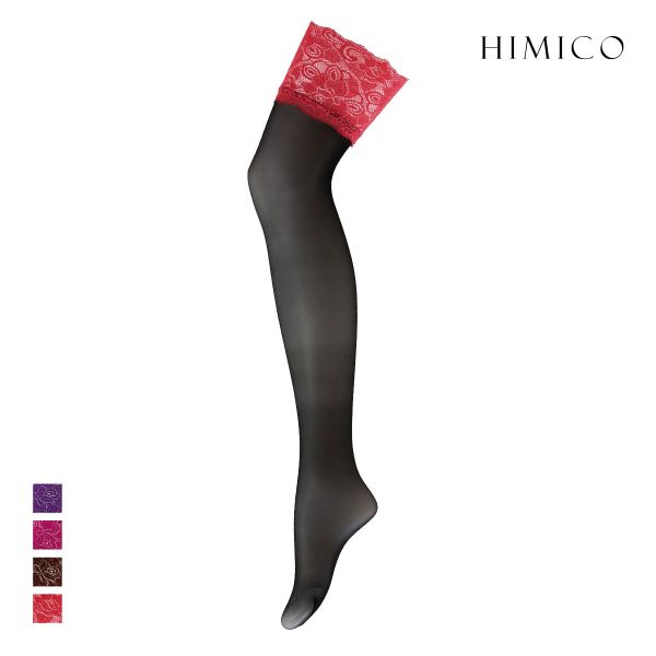 HIMICO ヒミコ ガーターストッキング レース付き 日本製 つま先切り替えなし ヌードトゥ 無地 単品