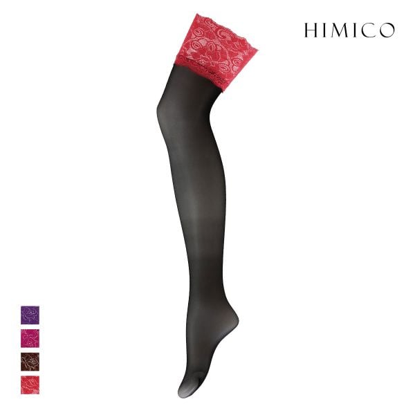 HIMICO ヒミコ ガーターストッキング レース付き 日本製 つま先切り替えなし ヌードトゥ 無地 単品