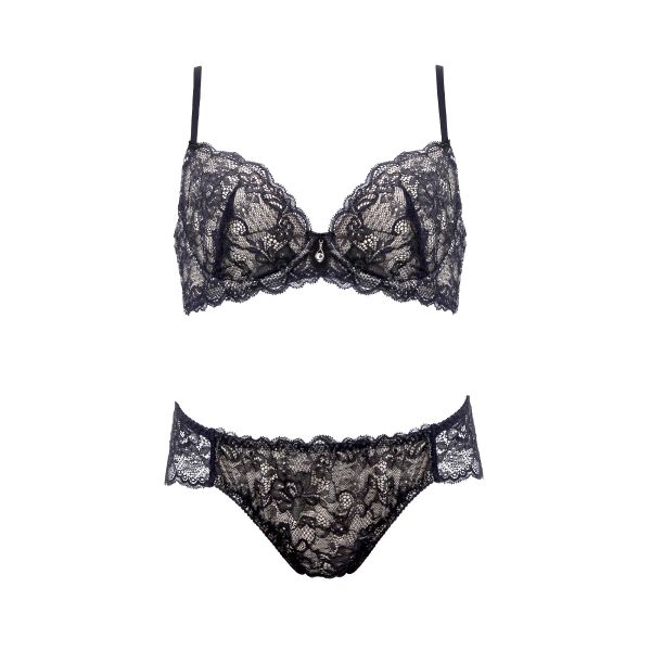 ブルーミングフローラ eXsta Sheer Lacey Veil ノンパテッド ブラジャー ショーツ セット bloomingFLORA