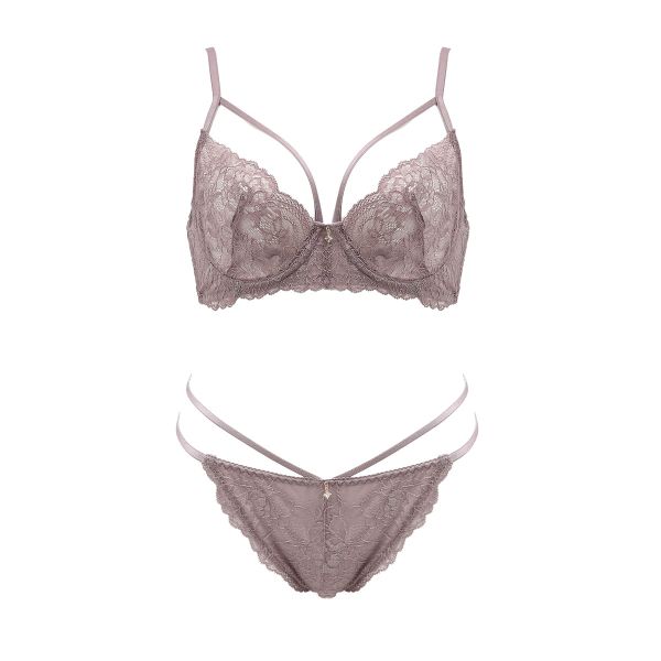 フロリナヴォーテ ブラジャー ショーツ セット eXsta Sheer Lacey Veil ノンパテッド Tバック ソング タンガ 総レース