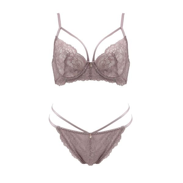 フロリナヴォーテ ブラジャー ショーツ セット eXsta Sheer Lacey Veil ノンパテッド Tバック ソング タンガ 総レース