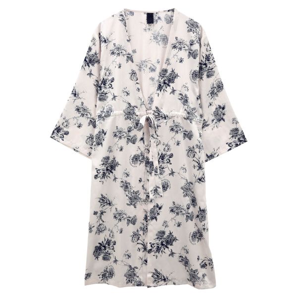 ブルーミングフローラ ルームウェア ボタニカルサテン ガウン パジャマ サテン花柄 春夏秋冬 bloomingFLORA
