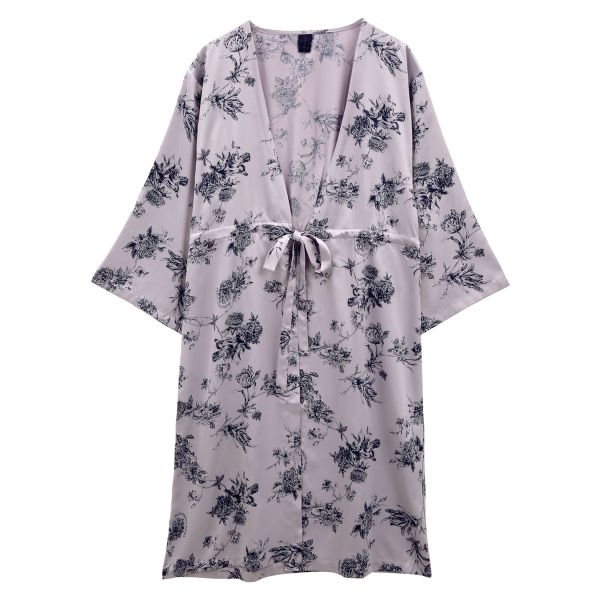 ブルーミングフローラ ルームウェア ボタニカルサテン ガウン パジャマ サテン花柄 春夏秋冬 bloomingFLORA