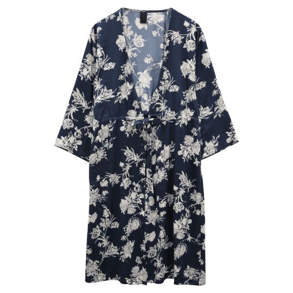 ブルーミングフローラ ルームウェア ボタニカルサテン ガウン パジャマ サテン花柄 春夏秋冬 bloomingFLORA