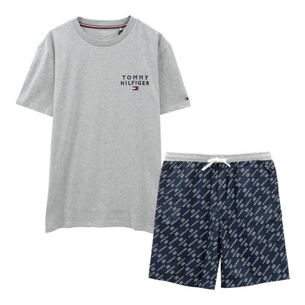 トミー・ヒルフィガー TOMMY HILFIGER SS WOVEN PJ SET DRAWSTRING 半袖Tシャツ/ショートパンツセット メンズ ラウンジウェア