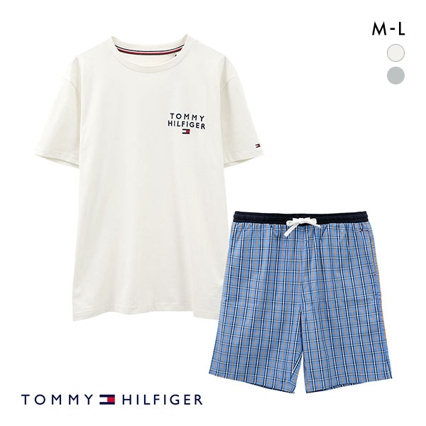 トミー・ヒルフィガー TOMMY HILFIGER SS WOVEN PJ SET DRAWSTRING 半袖Tシャツ/ショートパンツセット メンズ ラウンジウェア トミー・ヒルフィガー TOMMY HILFIGER SS WOVEN PJ SET DRAWSTRING 半袖Tシャツ/ショートパンツセット メンズ ラウンジウェア