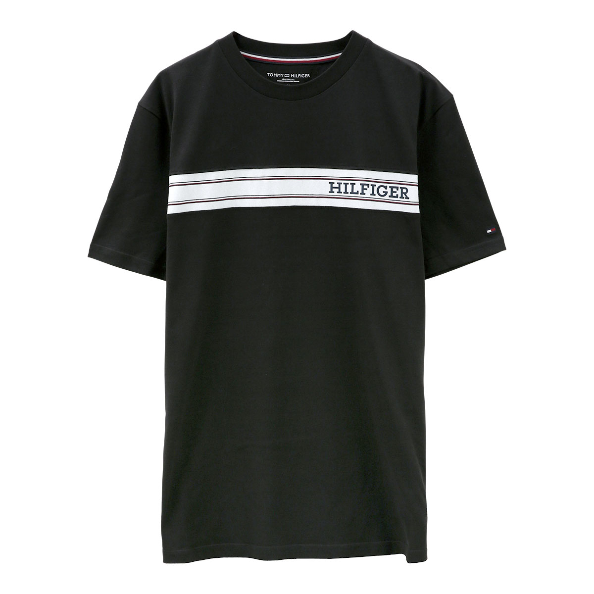 トミー・ヒルフィガー TOMMY HILFIGER MONOTYPE STRIPE SS TEE 半袖 Tシャツ メンズ ラウンジウェア(BK-ブラック-M)