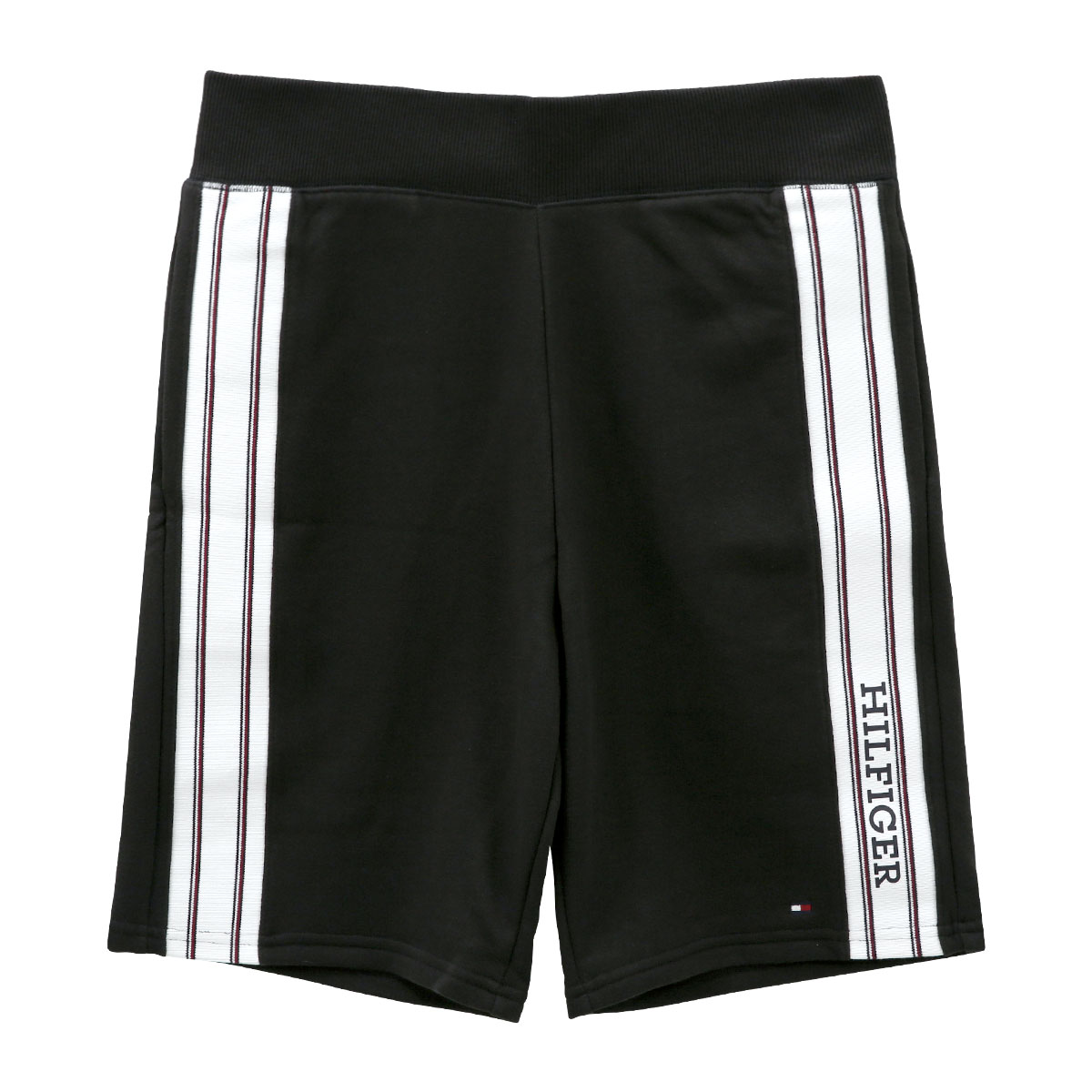 トミー・ヒルフィガー TOMMY HILFIGER MONOTYPE STRIPE TRACK SHORT ハーフパンツ メンズ ラウンジウェア(BK-ブラック-M)