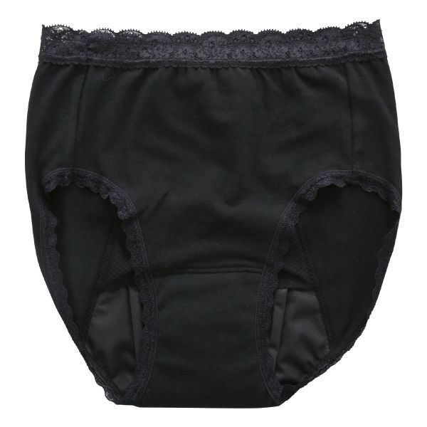 吸水サニタリーショーツ ナイト用 裾レース 生理用 フェムテック 日本製 抗菌消臭 吸水量45CC 羽付きナプキン対応 単品