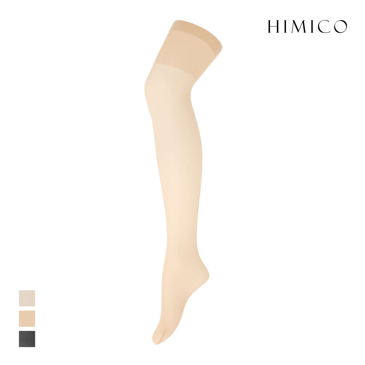 HIMICO ヒミコ ガーターストッキング 日本製 つま先切り替えなし ヌードトゥ 無地 単品(BE-ベージュ-M-L)