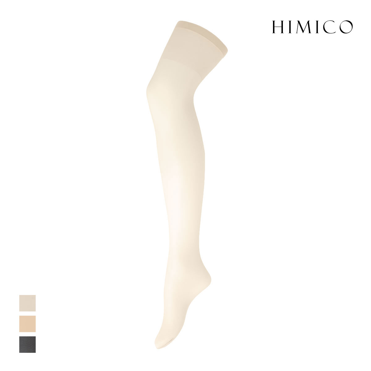 HIMICO ヒミコ ガーターストッキング 日本製 つま先切り替えなし ヌードトゥ 無地 単品(RIV-ロゼアイボリー-M-L)