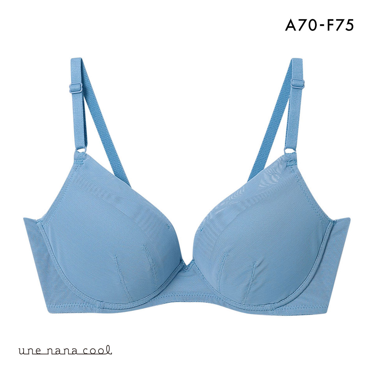 ウンナナクール ブラジェニック シンプル ぷっくり上胸と背中すっきり ノンワイヤーブラ ブラジャー une nana cool BRAGENIC(BU-ブルー-A70)