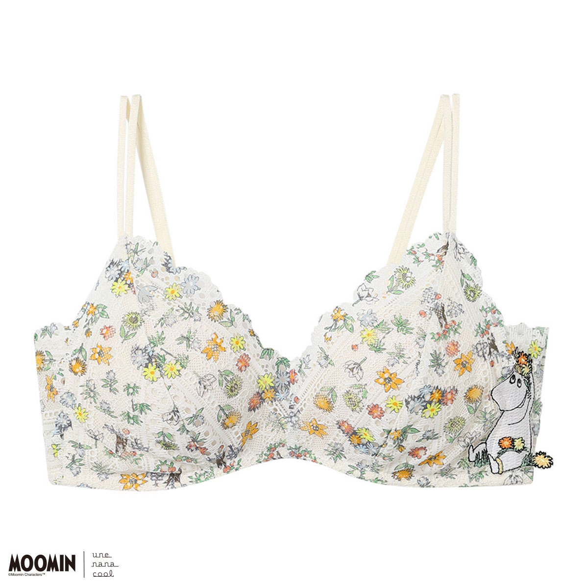 ウンナナクール une nana cool 特別な日以外の364日つけたくなるブラ MOOMIN × une nana cool 364 レース ノンワイヤーブラ 364ブラ ムーミン 単品(IV-アイボリー-S)