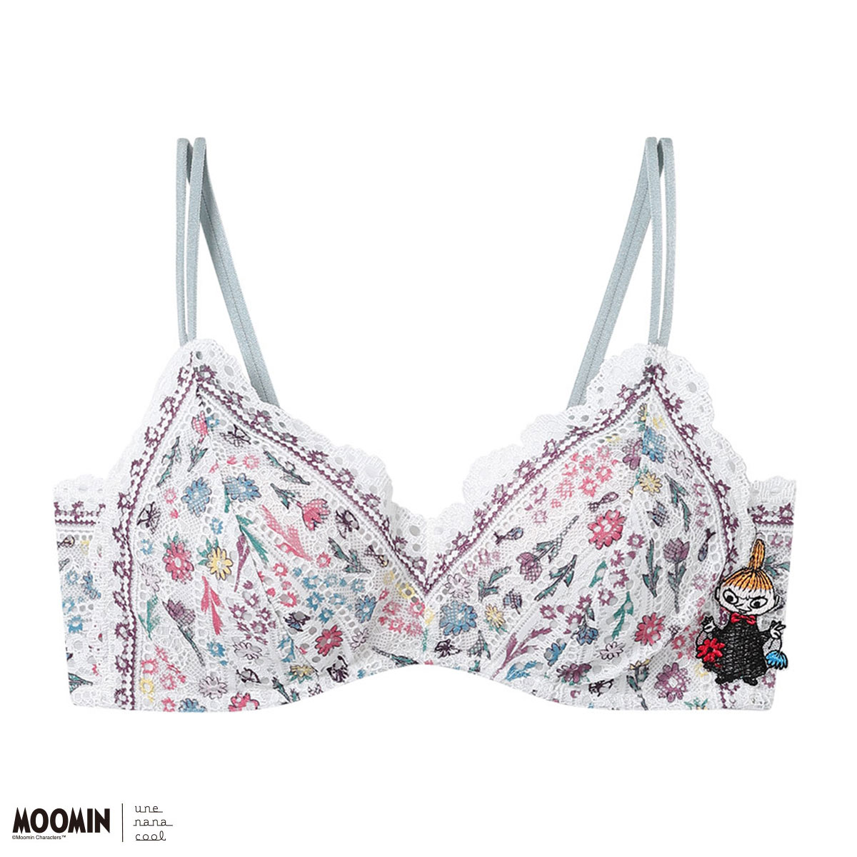 ウンナナクール une nana cool 特別な日以外の364日つけたくなるブラ MOOMIN × une nana cool 364 レース ノンワイヤーブラ 364ブラ ムーミン 単品(PU-パープル-S)