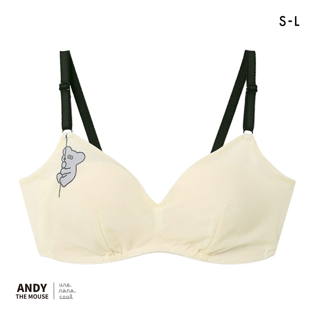 ウンナナクール MADE WITH ねずみのANDY 364シンプル 特別な日以外の364日つけたくなるブラ ノンワイヤーブラ 364ブラ une nana cool(YE-イエロー-S)
