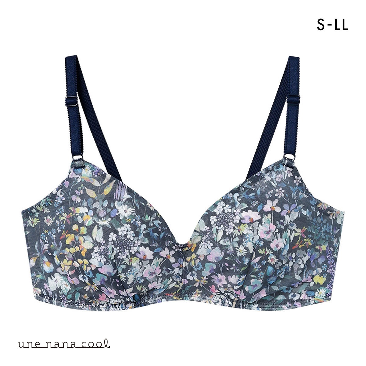 ウンナナクール MADE WITH LIBERTY FABRIC 特別な日以外の364日つけたくなるブラ ノンワイヤーブラ 364ブラ une nana cool(BGY-ブルーグレー-S)