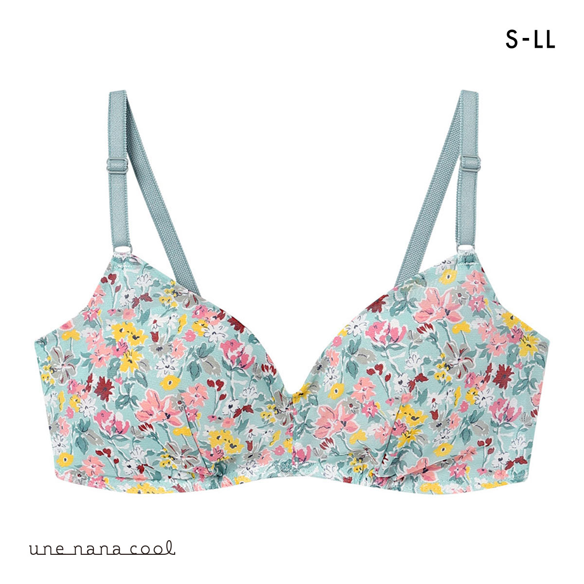 ウンナナクール MADE WITH LIBERTY FABRIC 特別な日以外の364日つけたくなるブラ ノンワイヤーブラ 364ブラ une nana cool(GR-グリーン-S)