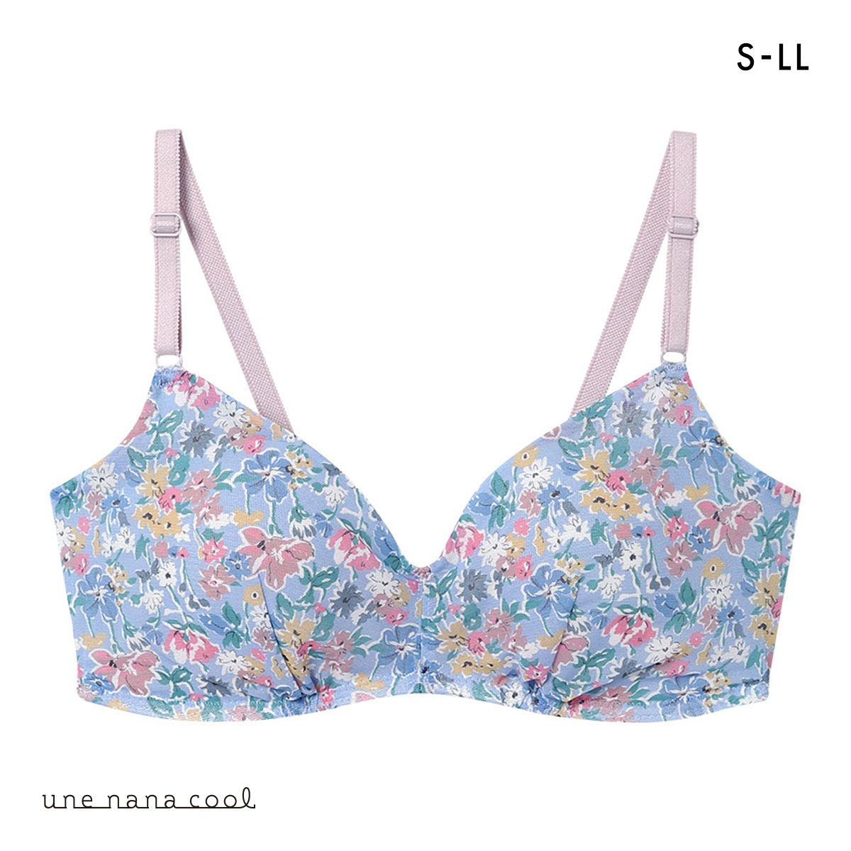 ウンナナクール MADE WITH LIBERTY FABRIC 特別な日以外の364日つけたくなるブラ ノンワイヤーブラ 364ブラ une nana cool(LBU-薄ブルー-S)