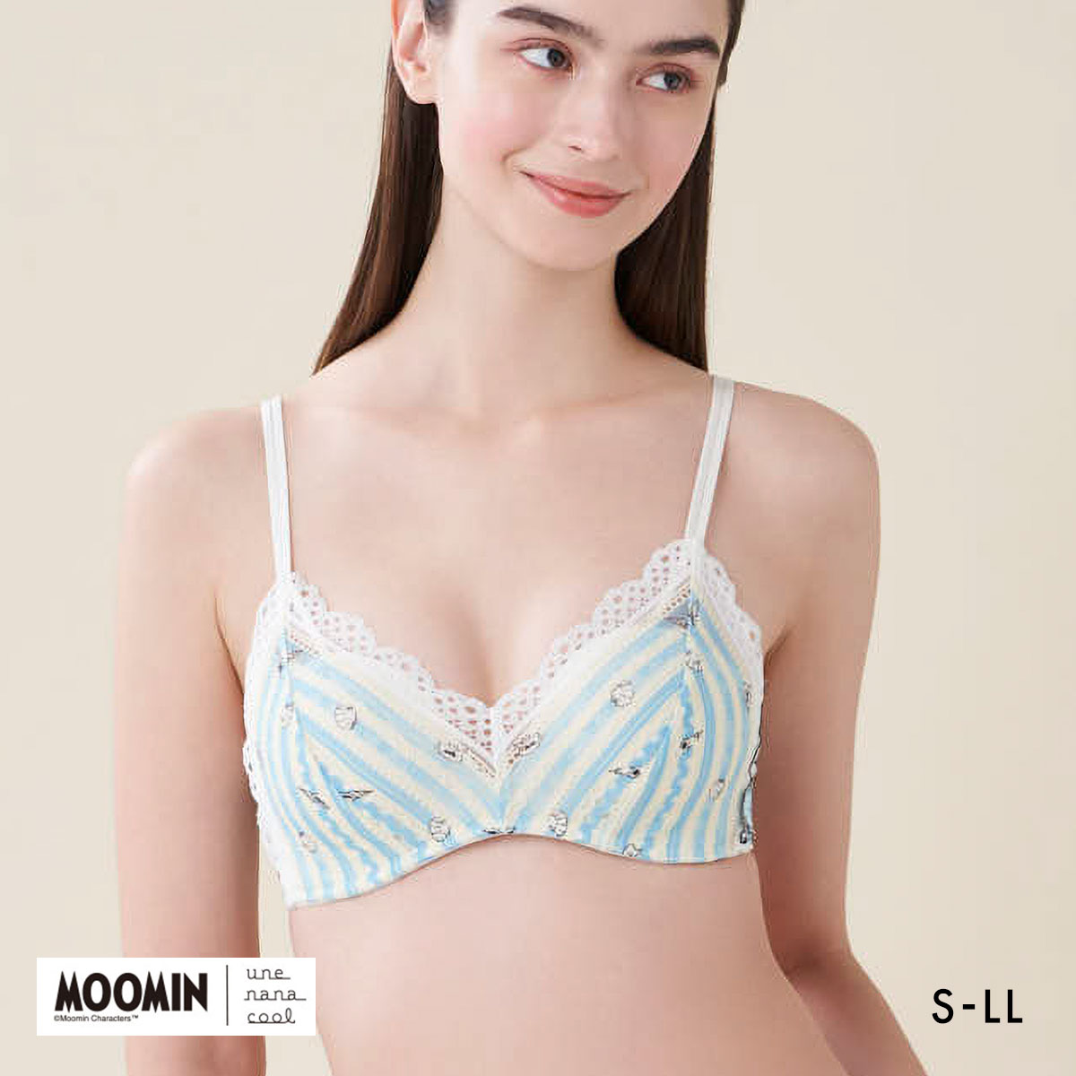 ウンナナクール 特別な日以外の364日つけたくなるブラ MOOMIN × une nana cool 364 レース ノンワイヤーブラ 364ブラ ムーミン une nana cool(SX-サックス-S)