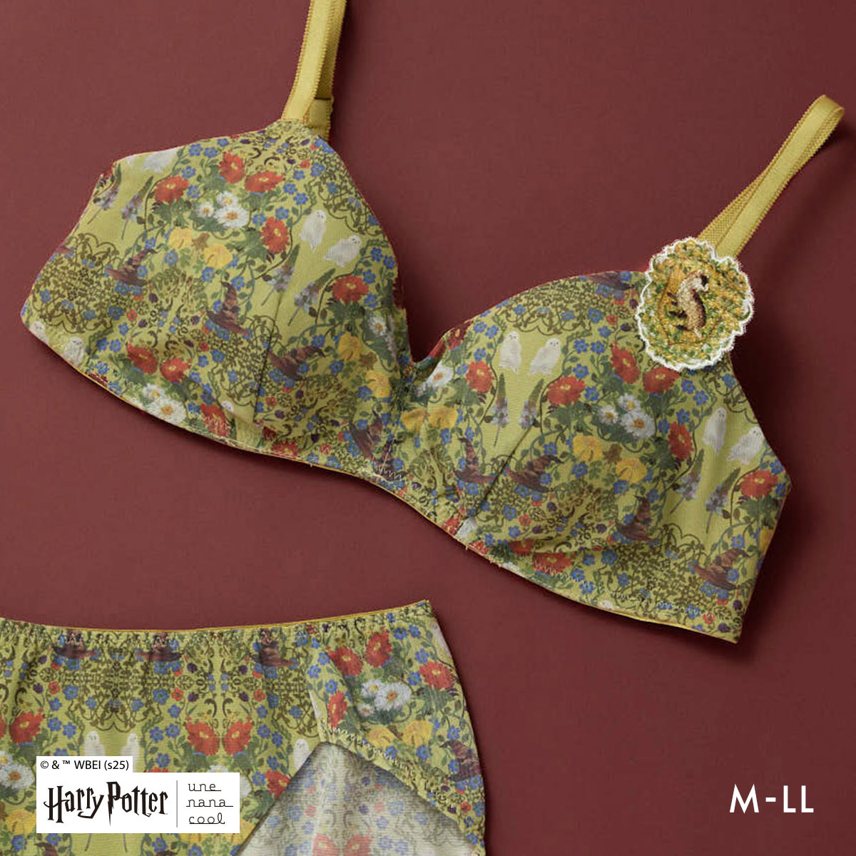 ウンナナクール Harry Potter × une nana cool 364 レース 特別な日以外の364日つけたくなるブラ ノンワイヤーブラ 364ブラ ハリー・ポッター(YE-イエロー-S)