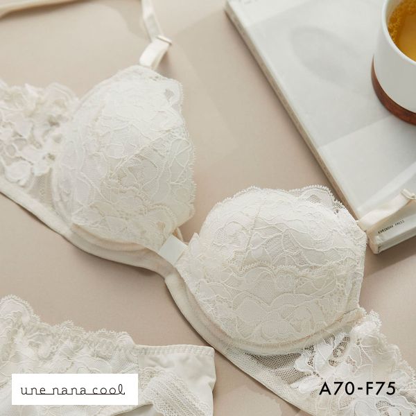 ウンナナクール リボンブラ レース 胸もとフィットながもち 動いても、キレイはつづく 3/4カップブラジャー une nana cool
