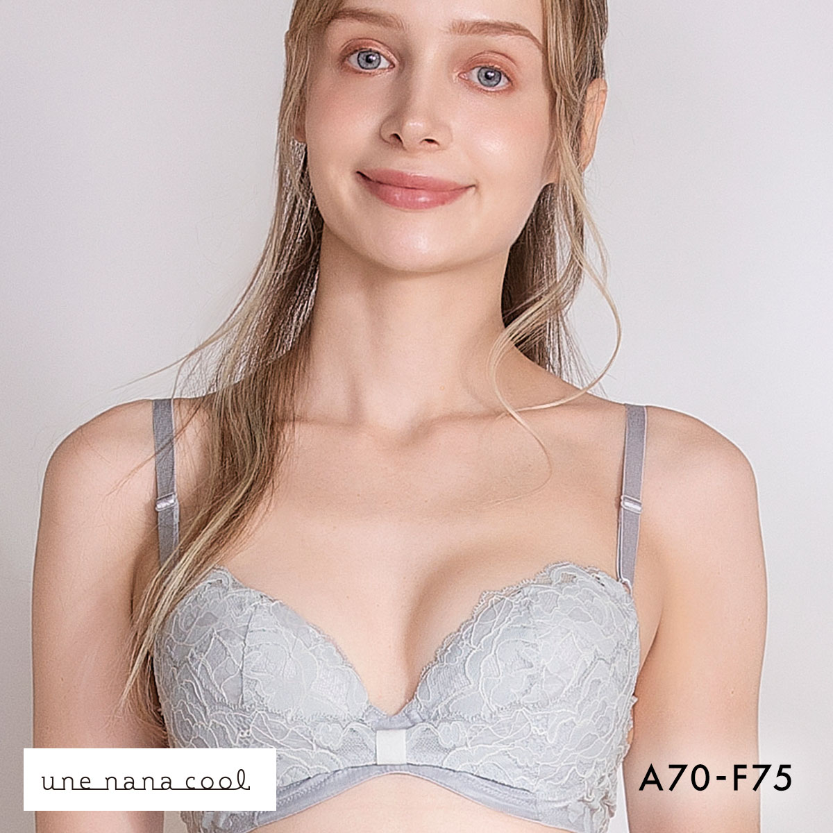 ウンナナクール リボンブラ レース 胸もとフィットながもち 動いても、キレイはつづく 3/4カップブラジャー une nana cool