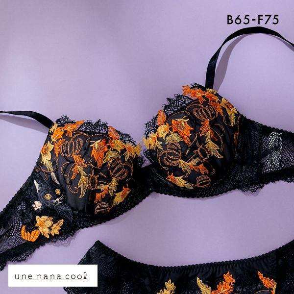 ウンナナクール une nana cool 魔女の猫ブラ 3/4カップブラジャー 単品 ねこと魔女の世界を表現