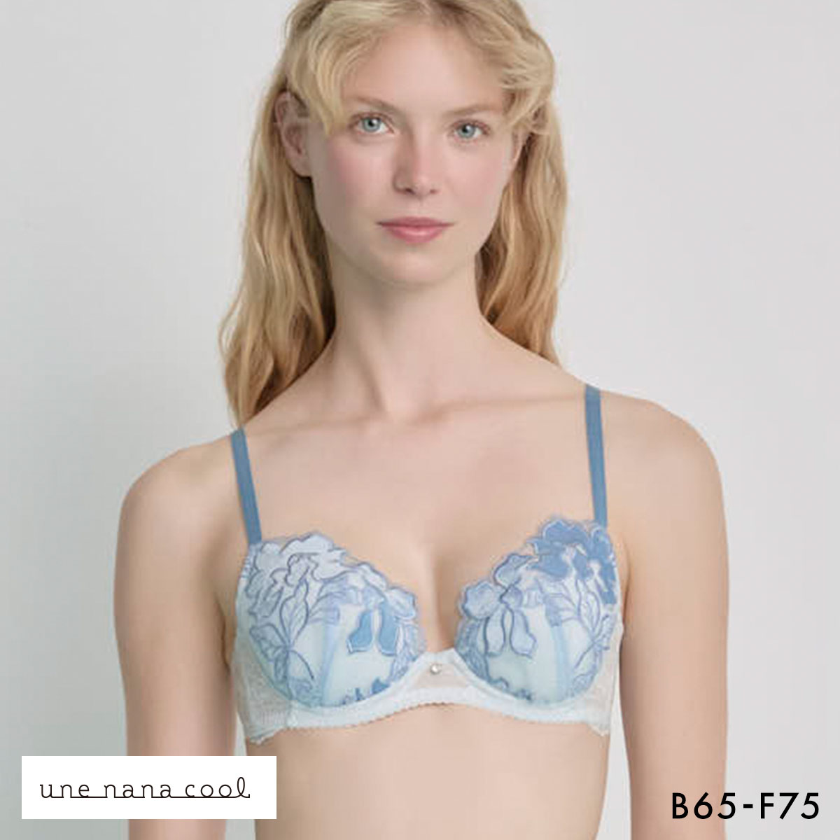 ウンナナクール ベロアのレースが特別感を演出 クリスマス 3/4カップブラジャー une nana cool(SX-サックス-B65)
