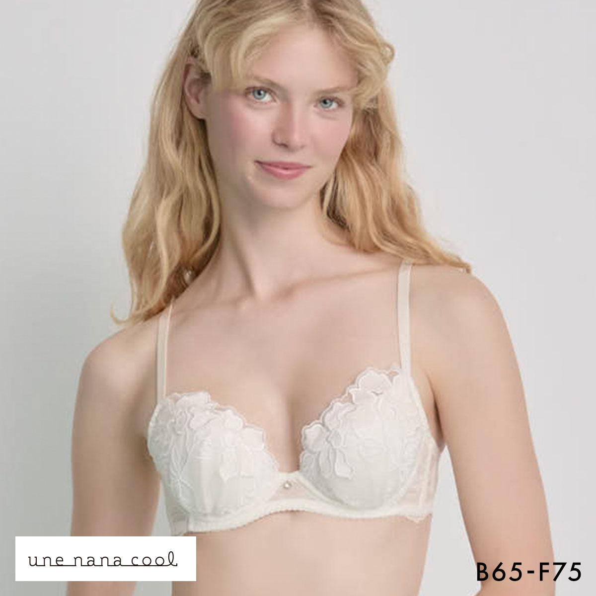ウンナナクール ベロアのレースが特別感を演出 クリスマス 3/4カップブラジャー une nana cool(IV-アイボリー-B65)