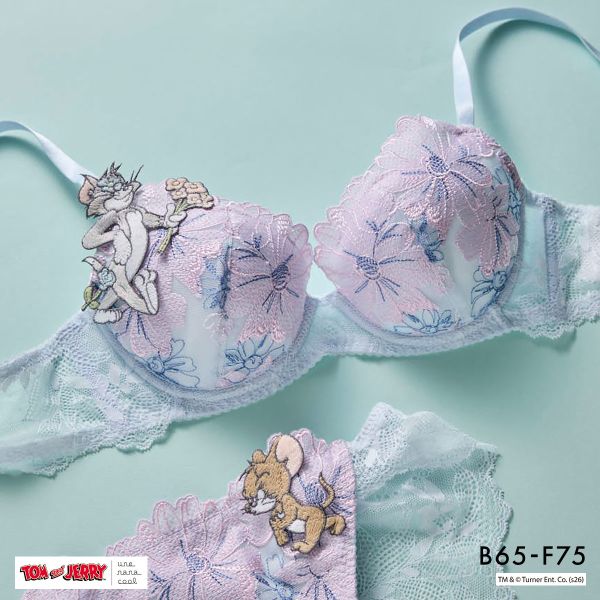 トムとジェリー × ウンナナクール 3/4カップブラジャー une nana cool 大きいサイズ(SX-サックス-B65)