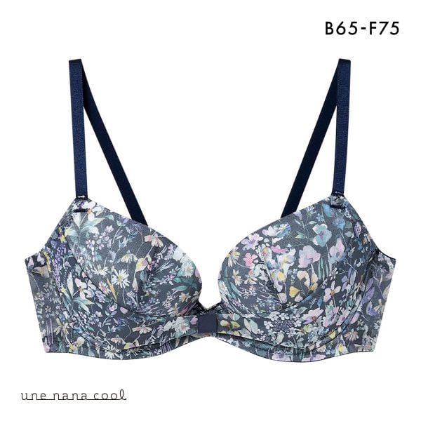 ウンナナクール MADE WITH LIBERTY FABRIC リボンブラ レース 胸もとフィットながもち 動いても、キレイはつづく 3/4カップブラジャー une nana cool