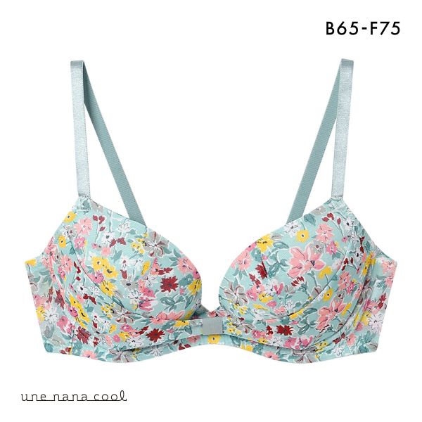 ウンナナクール MADE WITH LIBERTY FABRIC リボンブラ レース 胸もとフィットながもち 動いても、キレイはつづく 3/4カップブラジャー une nana cool
