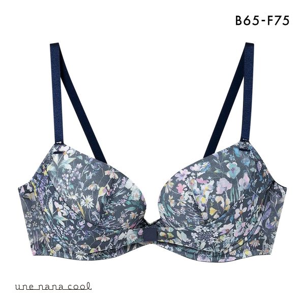 ウンナナクール MADE WITH LIBERTY FABRIC リボンブラ レース 胸もとフィットながもち 動いても、キレイはつづく 3/4カップブラジャー une nana cool