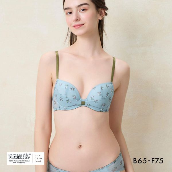 ウンナナクール PEANUTS × une nana cool リボンブラ 胸もとフィットながもち 動いても、キレイはつづく 3/4カップブラジャー 大きいサイズ