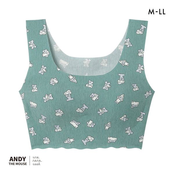 ウンナナクール MADE WITH ねずみのANDY フラット仕上げノンワイヤーブラジャー ブラジャー une nana cool