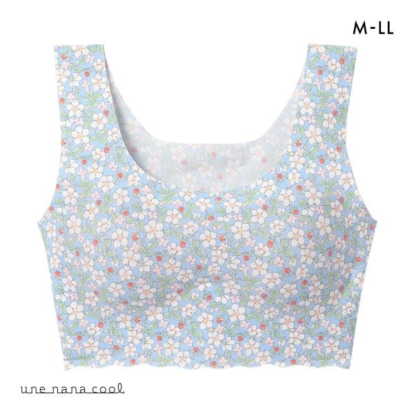 ウンナナクール MADE WITH LIBERTY FABRIC 綿混 フラット仕上げノンワイヤーブラジャー ブラジャー une nana cool