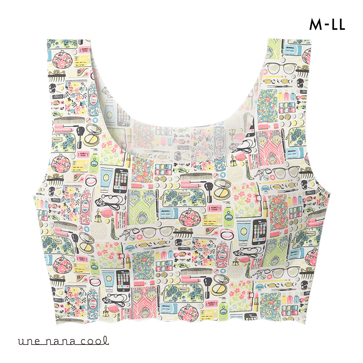 ウンナナクール MADE WITH LIBERTY FABRIC 綿混 フラット仕上げノンワイヤーブラジャー ブラジャー une nana cool(OC-オークル-M)