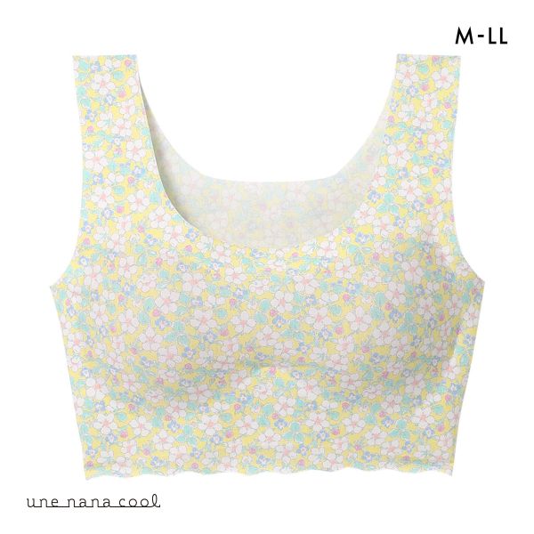ウンナナクール MADE WITH LIBERTY FABRIC 綿混 フラット仕上げノンワイヤーブラジャー ブラジャー une nana cool