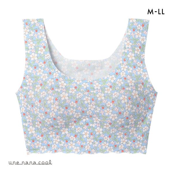 ウンナナクール MADE WITH LIBERTY FABRIC 綿混 フラット仕上げノンワイヤーブラジャー ブラジャー une nana cool
