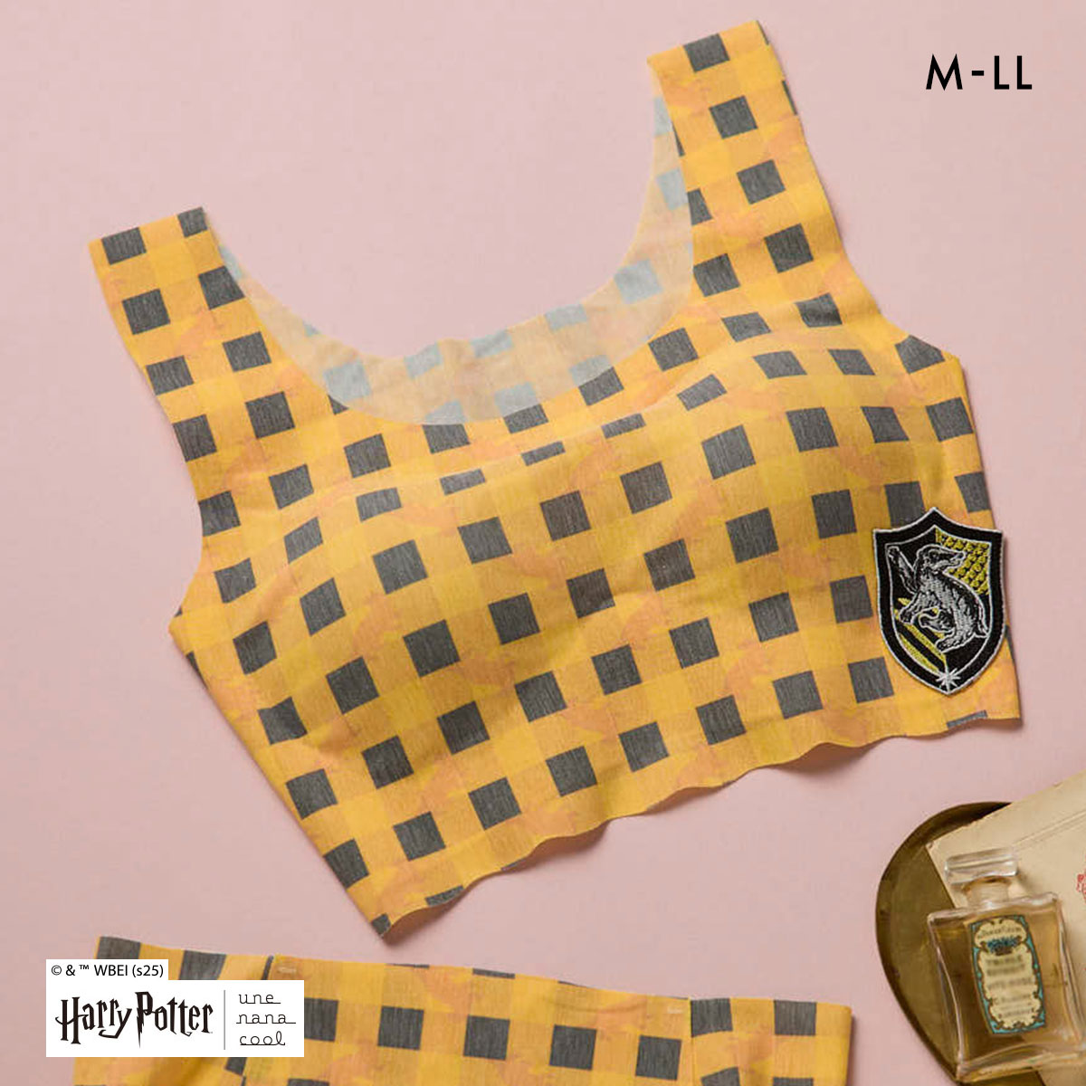 ハリー・ポッター × ウンナナクール Harry Potter 綿混 フラット仕上げノンワイヤーブラジャー ブラジャー une nana cool(YE-イエロー-M)