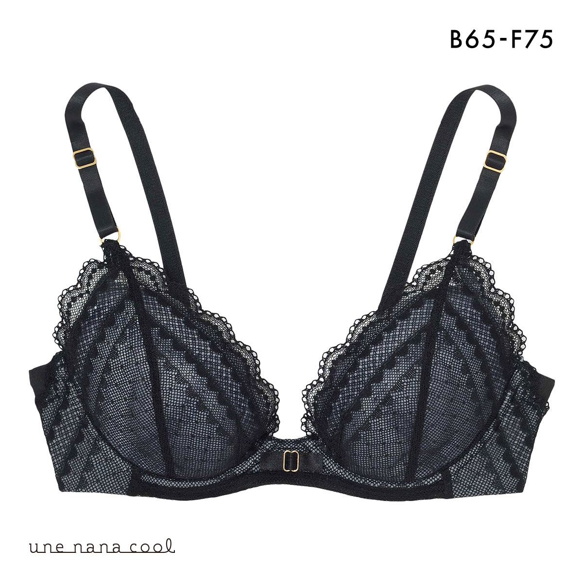 ウンナナクール une nana cool ビタードットコットン 3/4カップブラジャー 単品(BK-ブラック-B65)