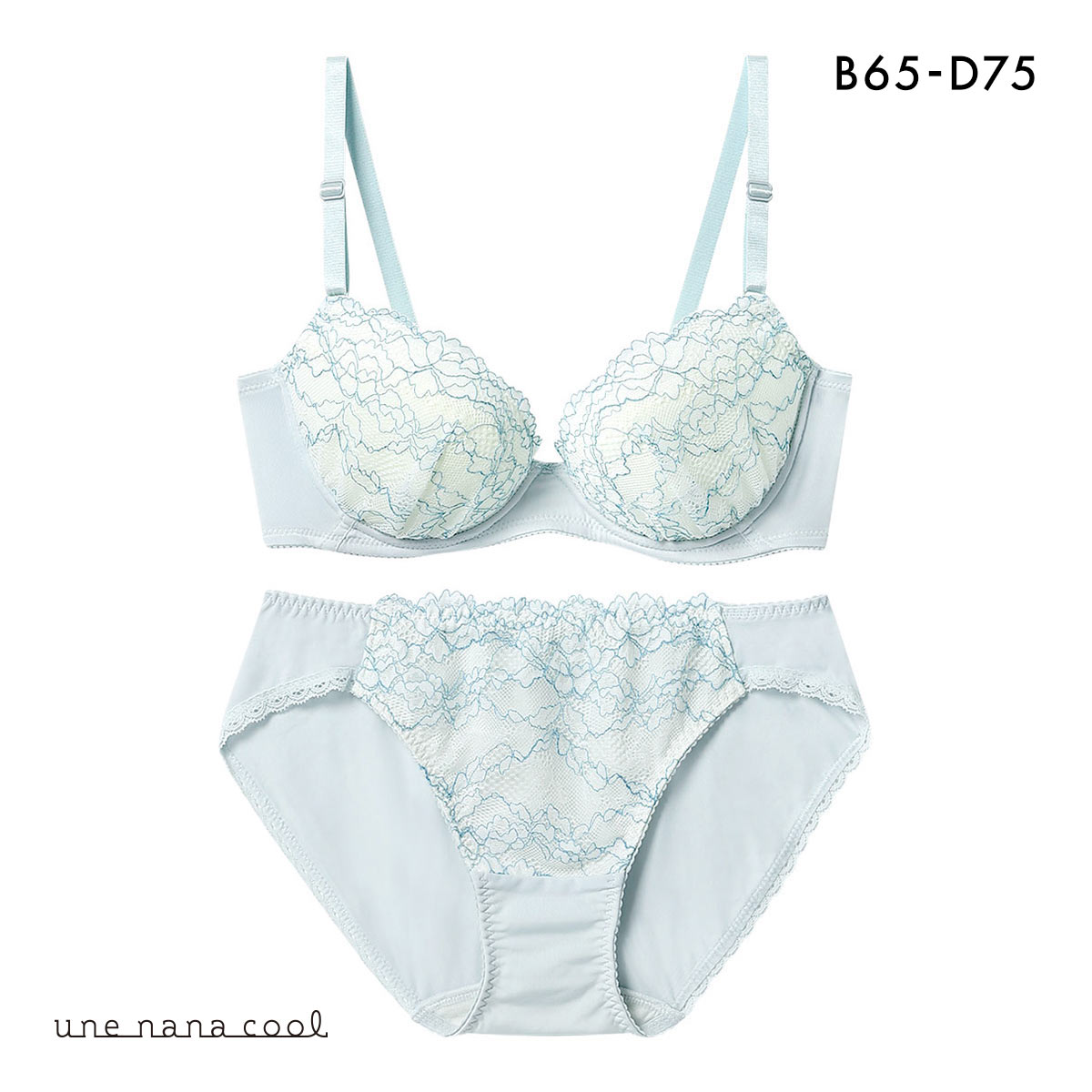 ウンナナクール WEB限定 ブラ＆ショーツセット 3/4カップ ブラジャー ショーツ une nana cool(IV-アイボリー-B65-M)