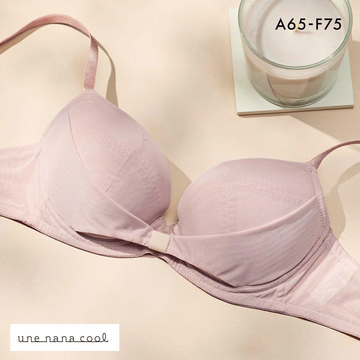 ウンナナクール une nana cool リボンブラ 胸もとフィットながもち 動いても、キレイはつづく 3/4カップブラジャー(PI-ピンク-A65)