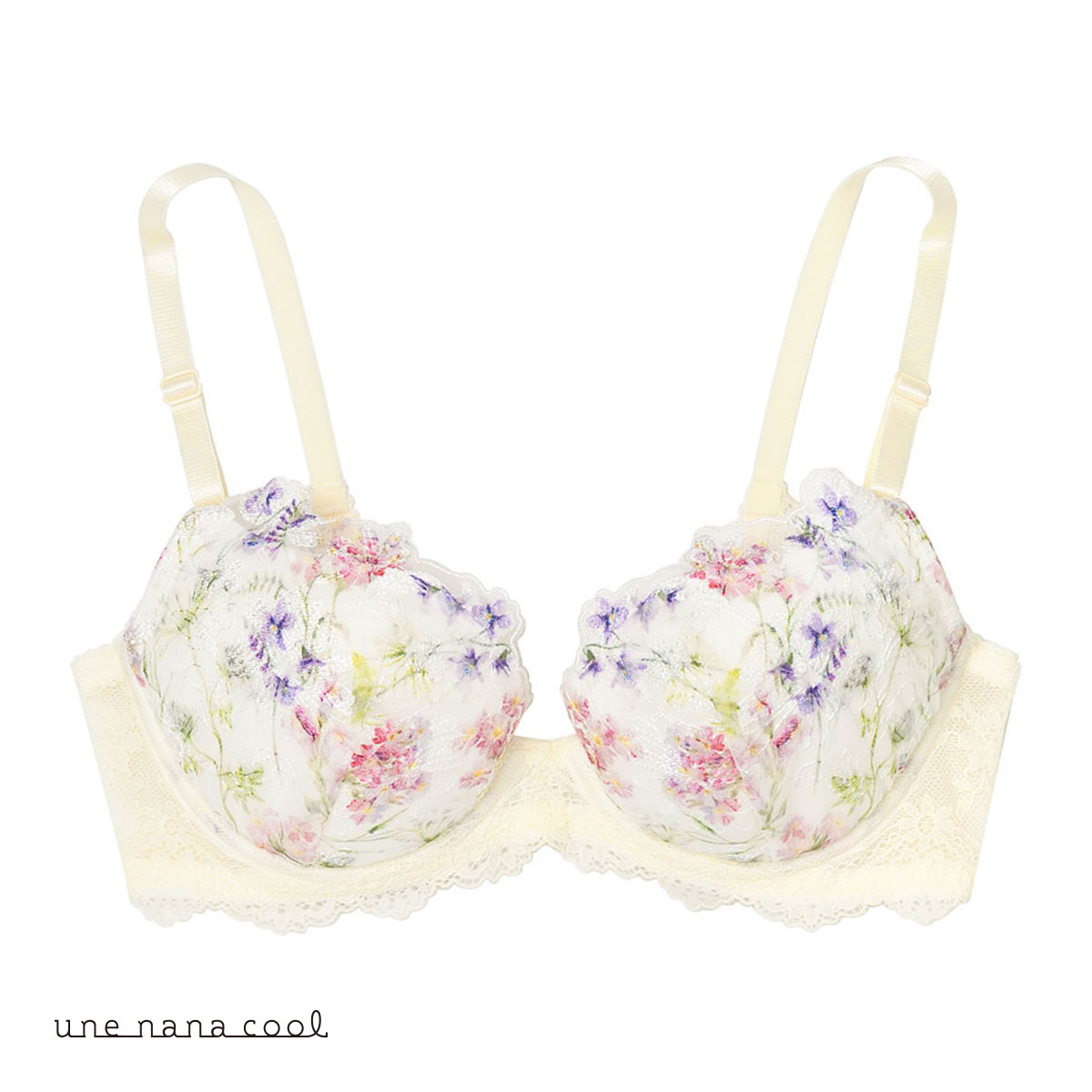 ウンナナクール une nana cool Accent flower 3/4カップ ブラジャー 単品(IV-アイボリー-B65)