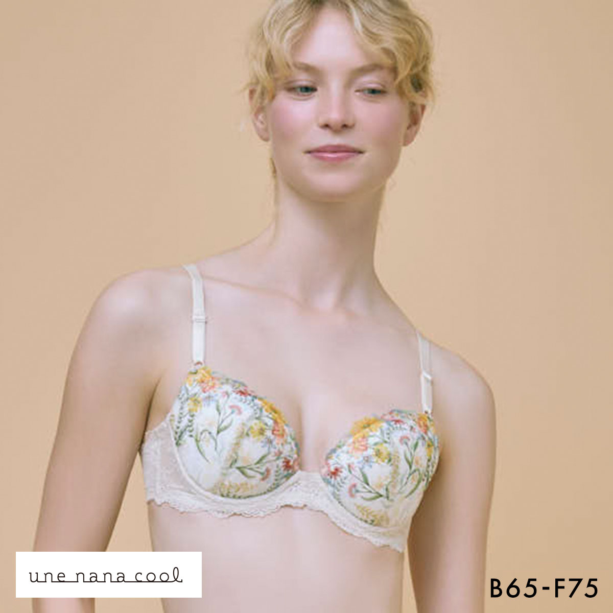 ウンナナクール Steppe Flower 3/4カップ ブラジャー une nana cool(IV-アイボリー-B65)