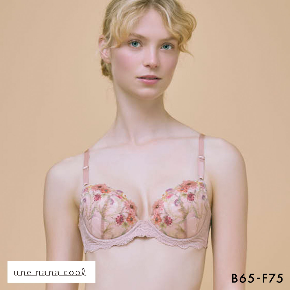 ウンナナクール Steppe Flower 3/4カップ ブラジャー une nana cool(PI-ピンク-B65)