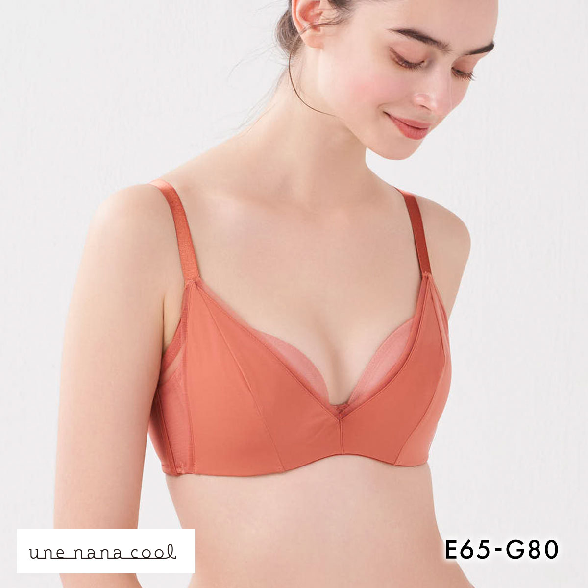 ウンナナクール une nana cool 脇スッキリ さあ、わたし シンプル 3/4カップブラジャー EFG 単品(OR-オレンジ-E65)